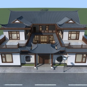 中式独栋别墅3D模型下载